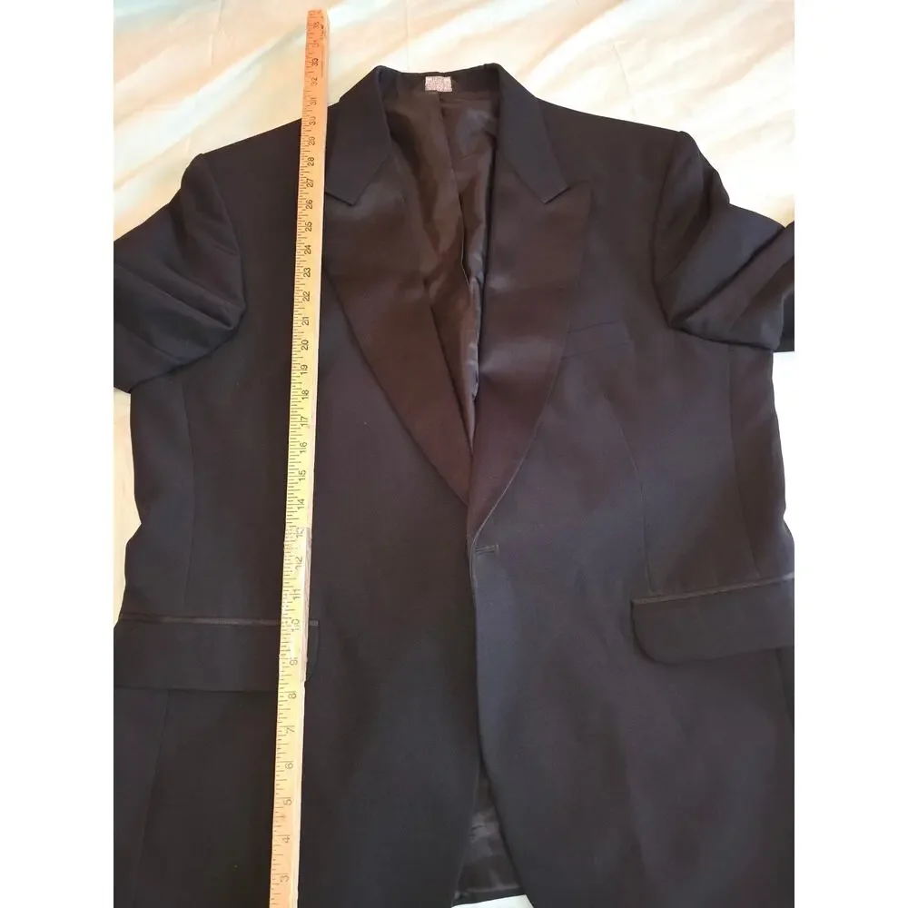 Formalwear International FWI Men's Black Tuxedo Jacket Blazer 46R Vintage Y2K